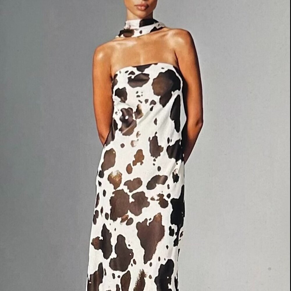 Anthropologie The Tilda Slip Dress Brown Animal Print Small New NWT Strapless